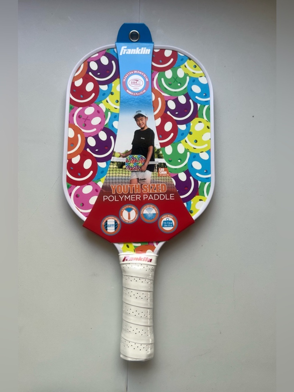 Franklin Sports Youth Paddle - Smiley Face Graphic: Fiberglass Racquet